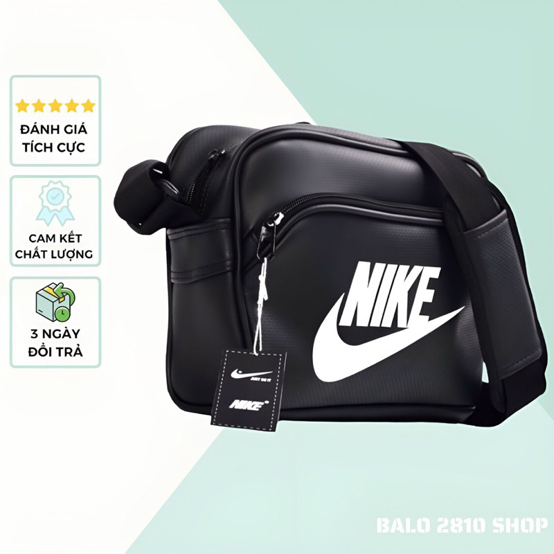 Túi đeo chéo NK Classic thiết kế đơn giản dây đeo chắc chắn form đẹp - Túi chéo màu đen chất liệu da si chống thấm nước