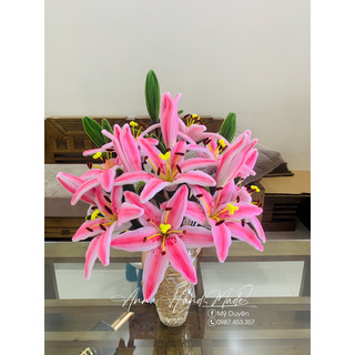 Hoa ly kẽm nhung handmade xinh đẹp rạng ngời
