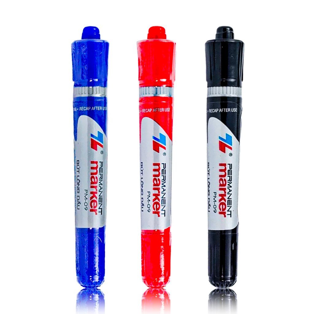 (10 Cây) Bút Lông Dầu Lớn PM09 Ngòi 0.8mm & 6mm Thiên Long Camshop