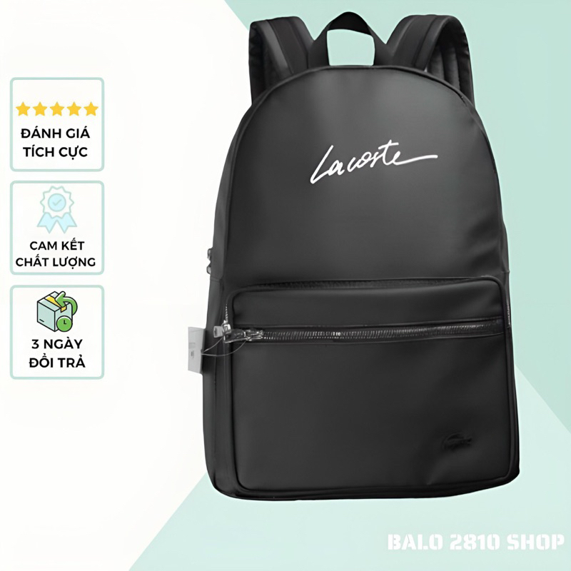 Balo Thể Thao LC Backpack Full Black Logo Signature Chất Liệu Da Si Cao Cấp Chống Nước Balo Đen Trơn Nam Nữ Thời Trang