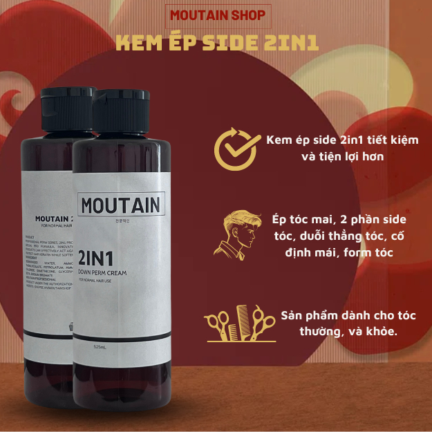 Kem Ép Side Tóc Nam Moutain 2IN1 200ml Moutain Shop - Combo Ép Side Tại Nhà