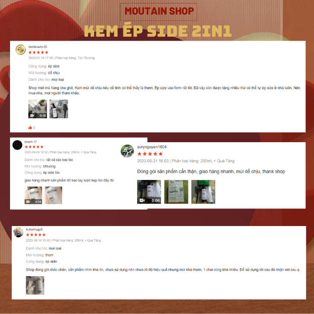 Kem Ép Side Tóc Nam Moutain 2IN1 200ml Moutain Shop - Combo Ép Side Tại Nhà