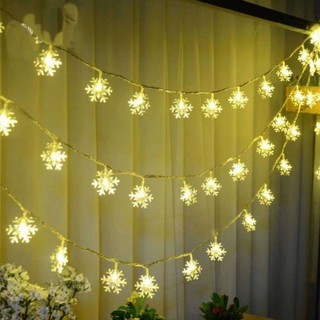 10M Dây Đèn Led Trang Trí Noel Bông Tuyết  Cắm Điện Chọn Màu, Đèn Trang Trí Nhà Cửa