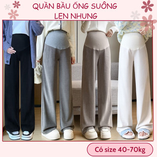  Quần bầu mùa đông quần ống suông GuMe vải len nhung dày dặn mặc đi làm đi chơi có chun chỉnh bụng 