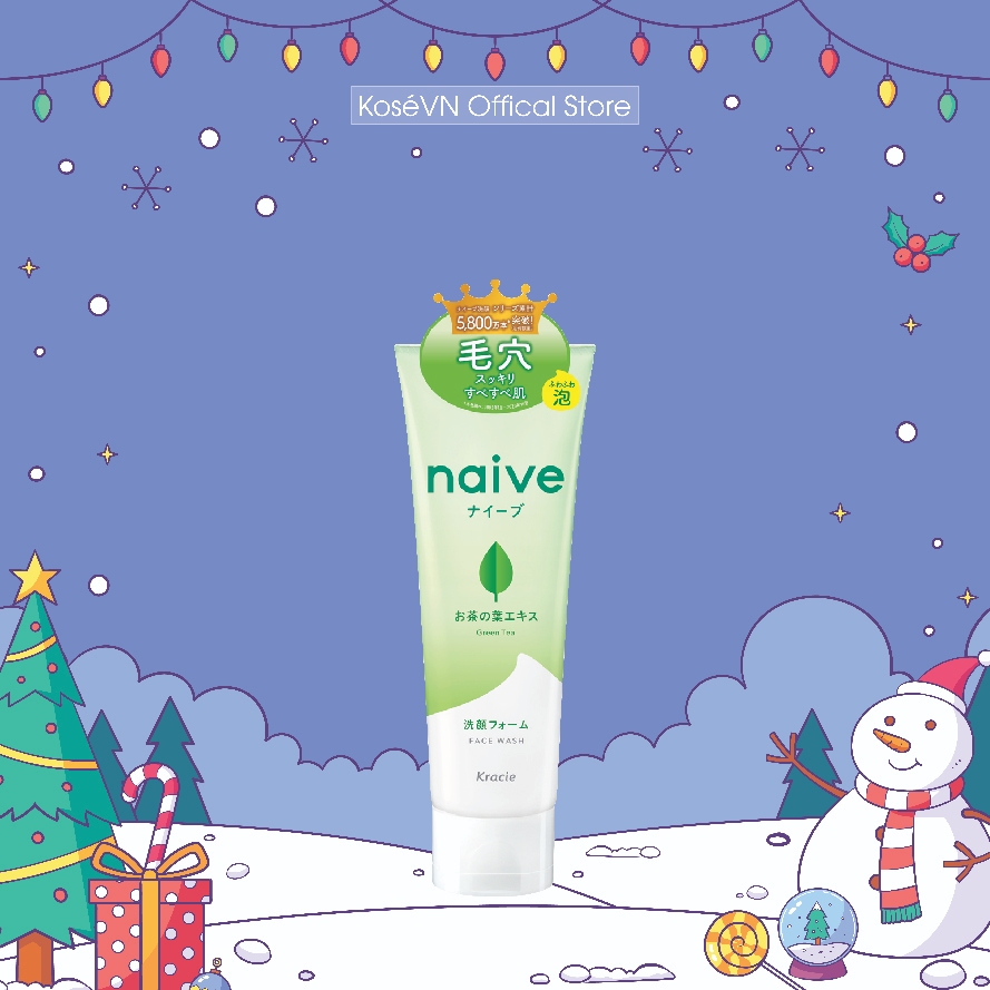 Sữa Rửa Mặt Giúp Sạch Sâu Chiết Xuất Từ Lá Trà Xanh Kracie Naive Face Wash (Green Tea) 130g