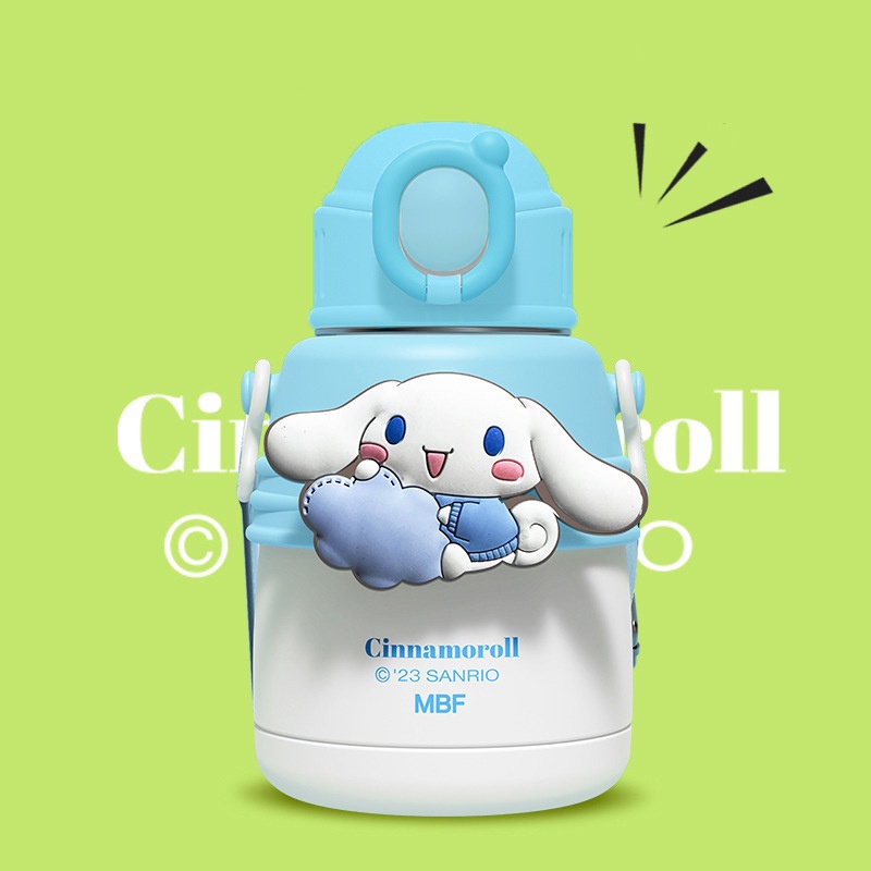 Bình Nước Sanrio Giữ Nhiệt 600ml Cỡ Lớn Có Ống Hút Họa Tiết Hoạt Hình Dễ Thương Cho Bé B37
