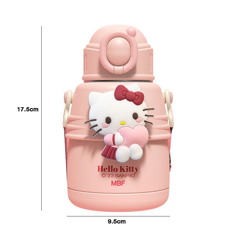 Bình Nước Sanrio Giữ Nhiệt 600ml Cỡ Lớn Có Ống Hút Họa Tiết Hoạt Hình Dễ Thương Cho Bé B37