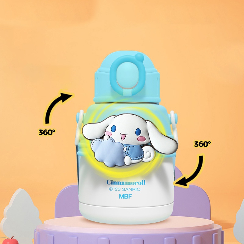 Bình Nước Sanrio Giữ Nhiệt 600ml Cỡ Lớn Có Ống Hút Họa Tiết Hoạt Hình Dễ Thương Cho Bé B37