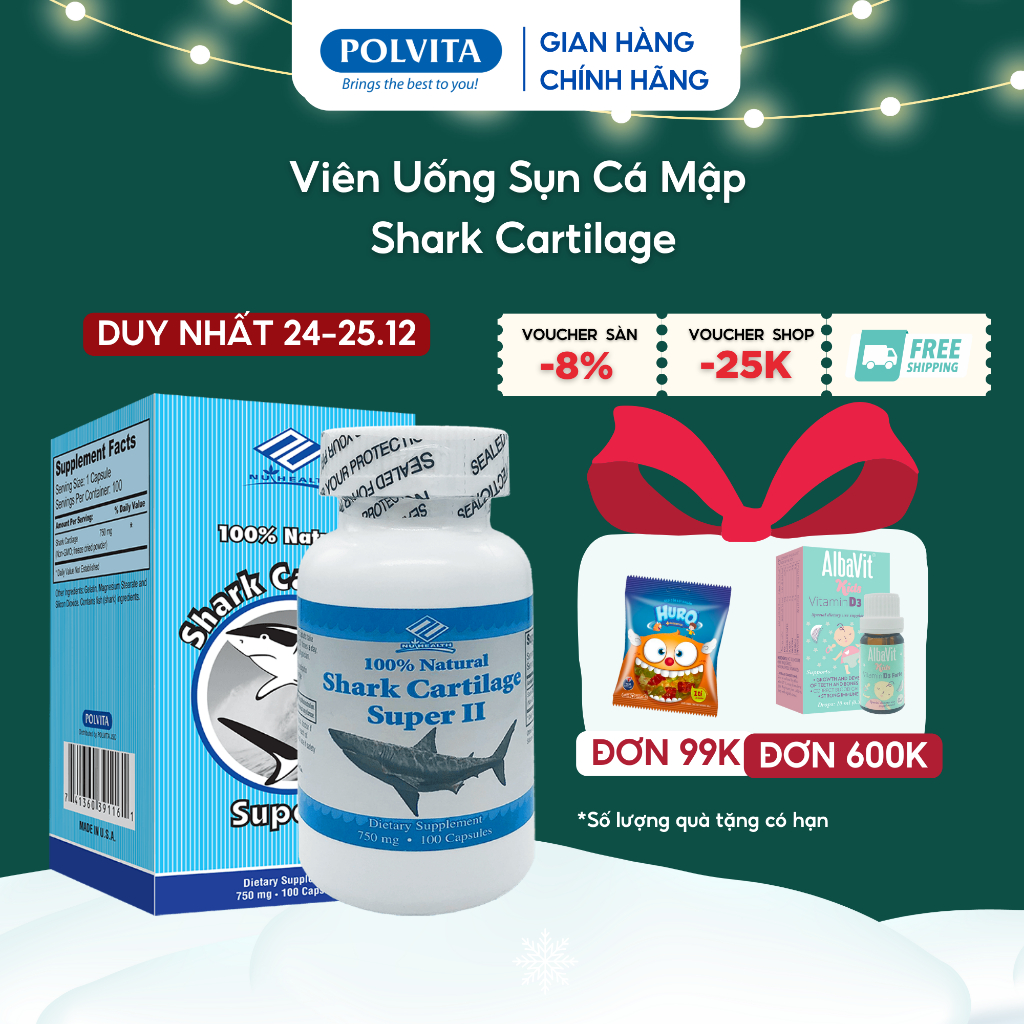 Viên uống sụn vi cá mập SHARK CARTILAGE SUPER II  hỗ trợ xương khớp