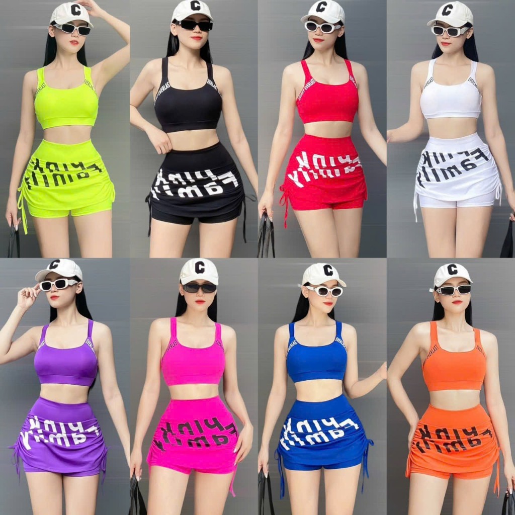 Set Đồ tập Aerobic chân váy nhún sườn mix bra siêu năng động SV02 Đồ Tập Nữ Curve