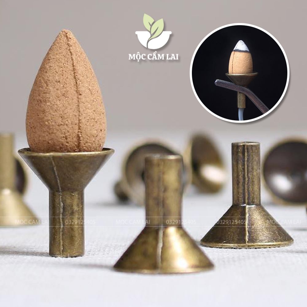 Phễu Đồng Đặt Nụ Trầm - Đế Trụ Đồng Phụ Kiện Thác Khói Trầm Hương