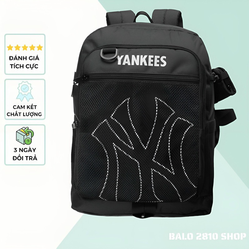 Balo nam nữ thời trang MLB NY kèm túi mini Backpack 2810 Shop balo màu đen đi học nhiều ngăn đựng được laptop 16 inch