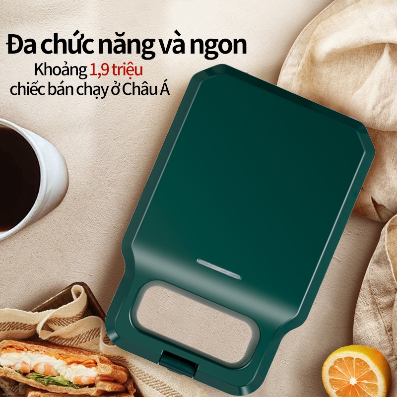Máy nướng bánh mỳ, máy ăn sáng đa năng, làm bánh sandwich, công suất 650W