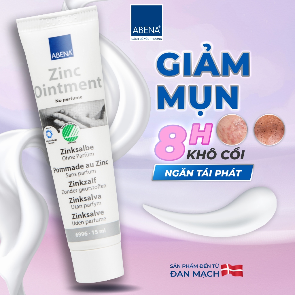 Kem giảm mụn làm mờ thâm gom cồi ABENA thông thoáng lỗ chân lông tuýp 15ml nhập khẩu Đan Mạch