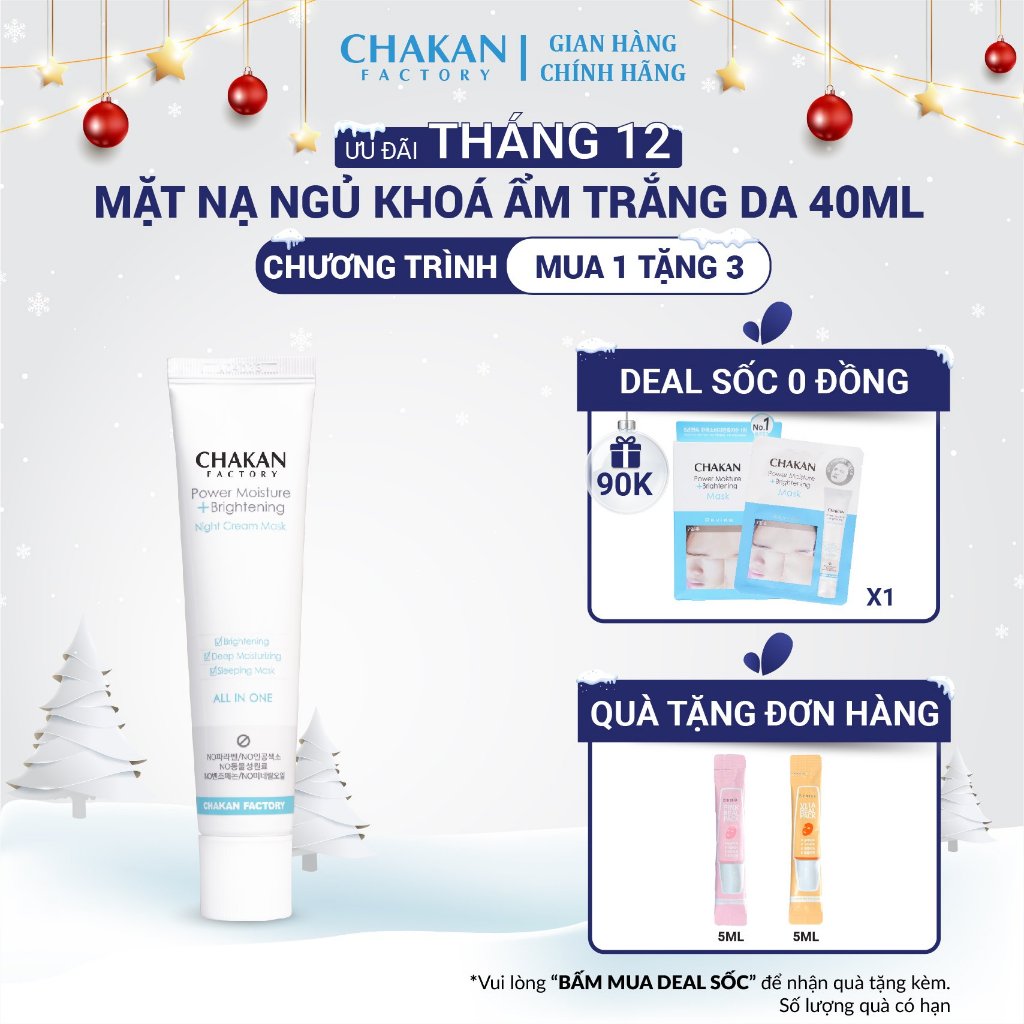 Mặt Nạ Ngủ Chakan, Dưỡng Trắng Da Và Cấp Ẩm Chuyên Sâu Giúp Da Căng Bóng 40ml