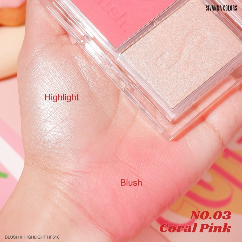 [Thailand] Bảng Phấn Má Hồng Sivanna Colors Bush & Highlight Palette HF618 Có Phấn Bắt Sáng