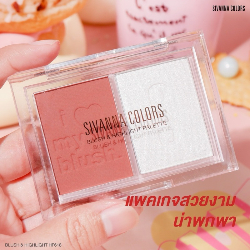 Bảng Phấn Má Hồng Sivanna Colors Bush & Highlight Palette HF618 Có Phấn Bắt Sáng
