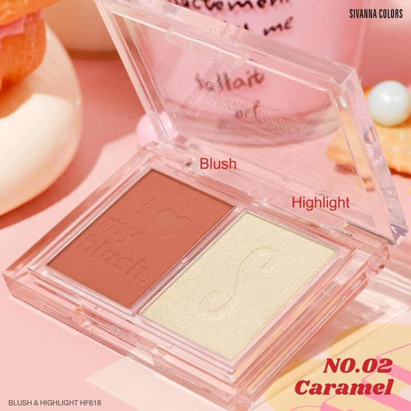 Bảng Phấn Má Hồng Sivanna Colors Bush & Highlight Palette HF618 Có Phấn Bắt Sáng
