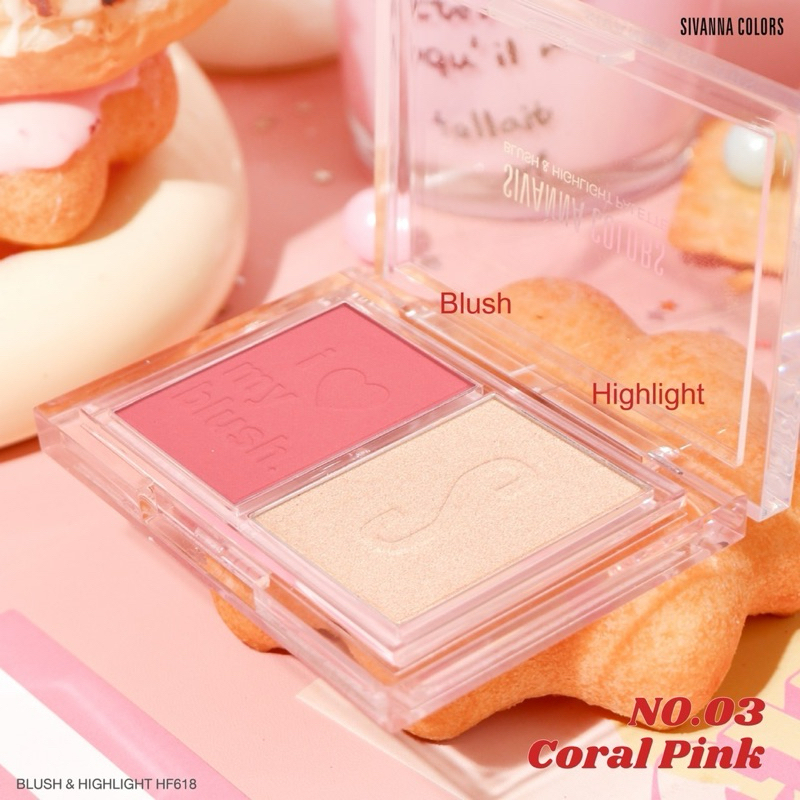 Bảng Phấn Má Hồng Sivanna Colors Bush & Highlight Palette HF618 Có Phấn Bắt Sáng