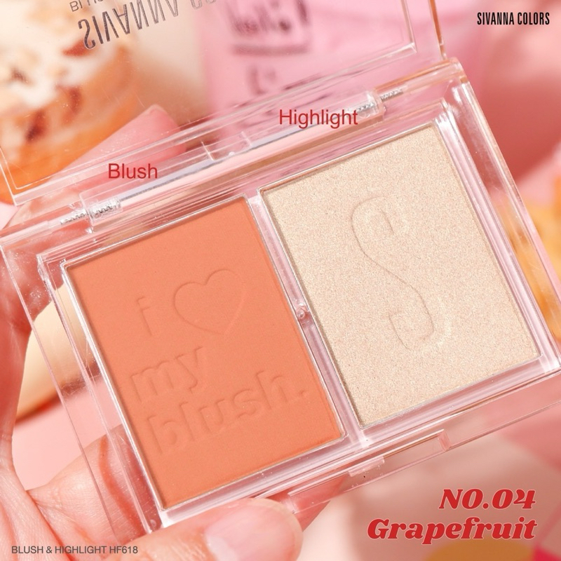 Bảng Phấn Má Hồng Sivanna Colors Bush & Highlight Palette HF618 Có Phấn Bắt Sáng