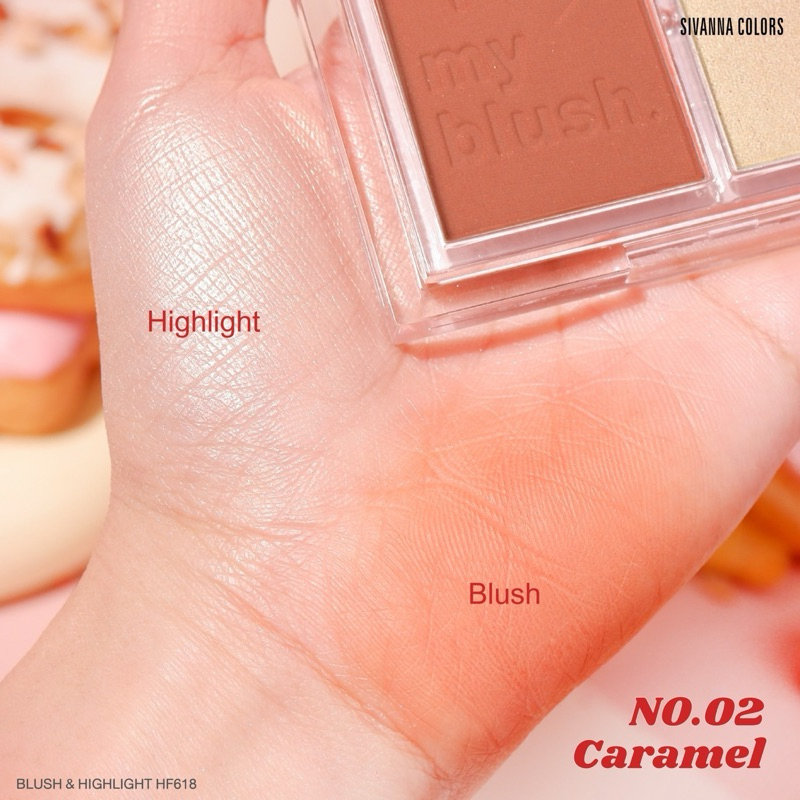 Bảng Phấn Má Hồng Sivanna Colors Bush & Highlight Palette HF618 Có Phấn Bắt Sáng