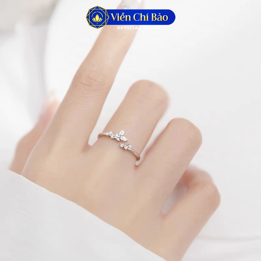 Nhẫn bạc nữ cánh bướm butterfly hở đính đá chất liệu bạc 925 thời trang phụ kiện trang sức sức Viễn Chí Bảo N400750