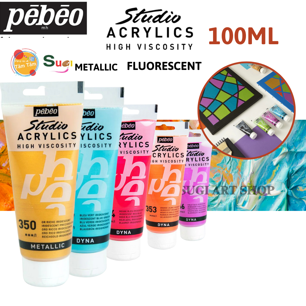 [ TÂM TÂM ] Màu acrylic NHŨ Pebeo 100ml  , MÀu ACRYLIC Pebeo TUÝP 100ml