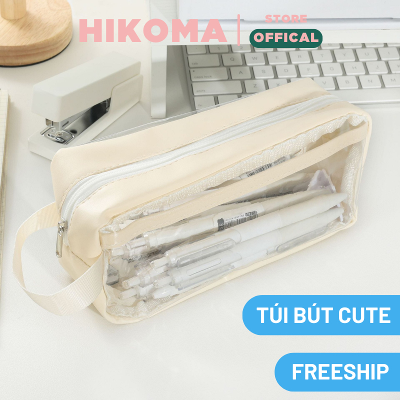 Túi đựng bút Hikoma trong suốt hộp bút cute cỡ lớn văn phòng phẩm đồ dùng học tập