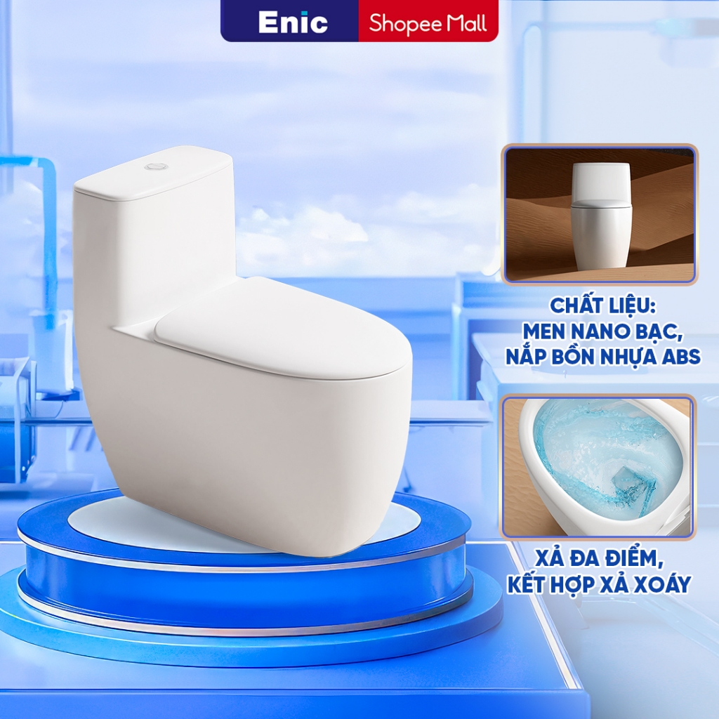 Bồn Cầu Enic C04, chất liệu men nano bạc cao cấp