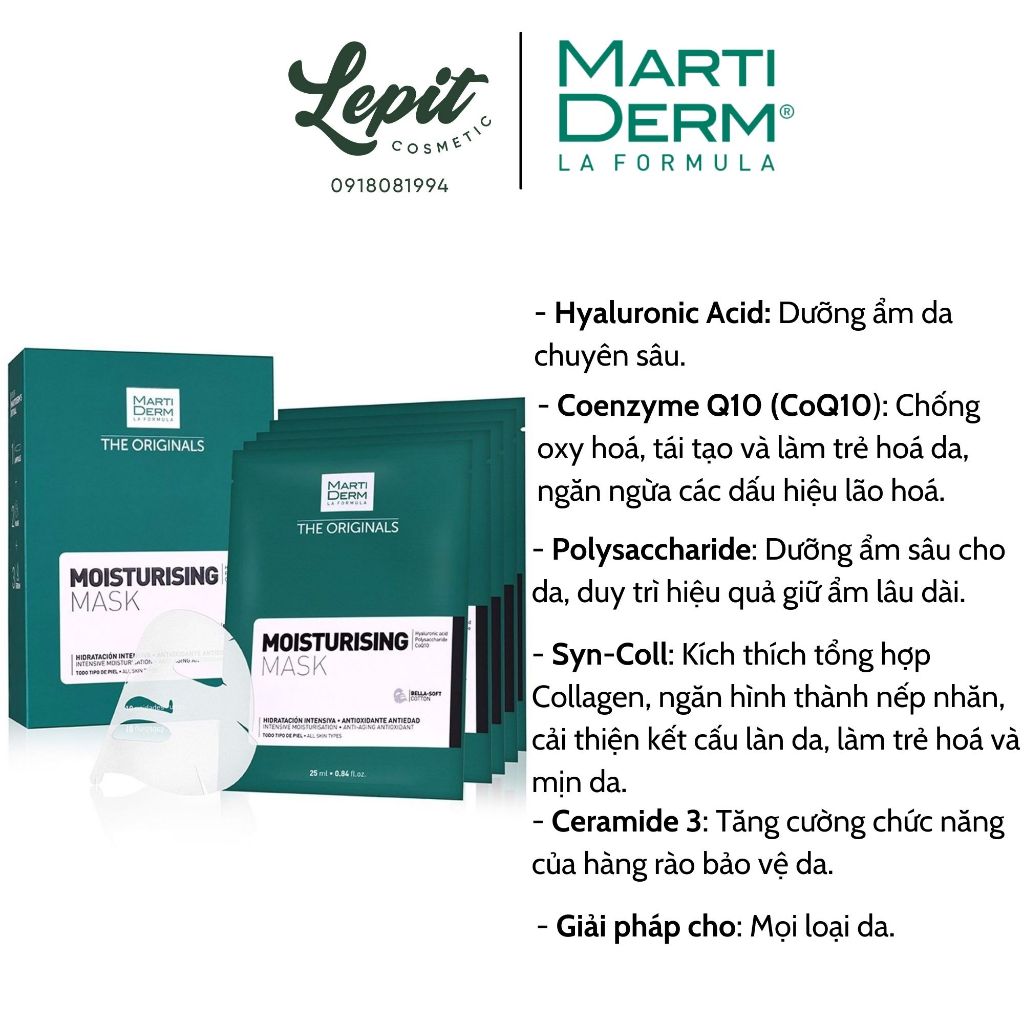 Mặt Nạ Cấp Ẩm, Cấp Nước Và Tái Tạo Da Martiderm The Originals Moisturising Mask