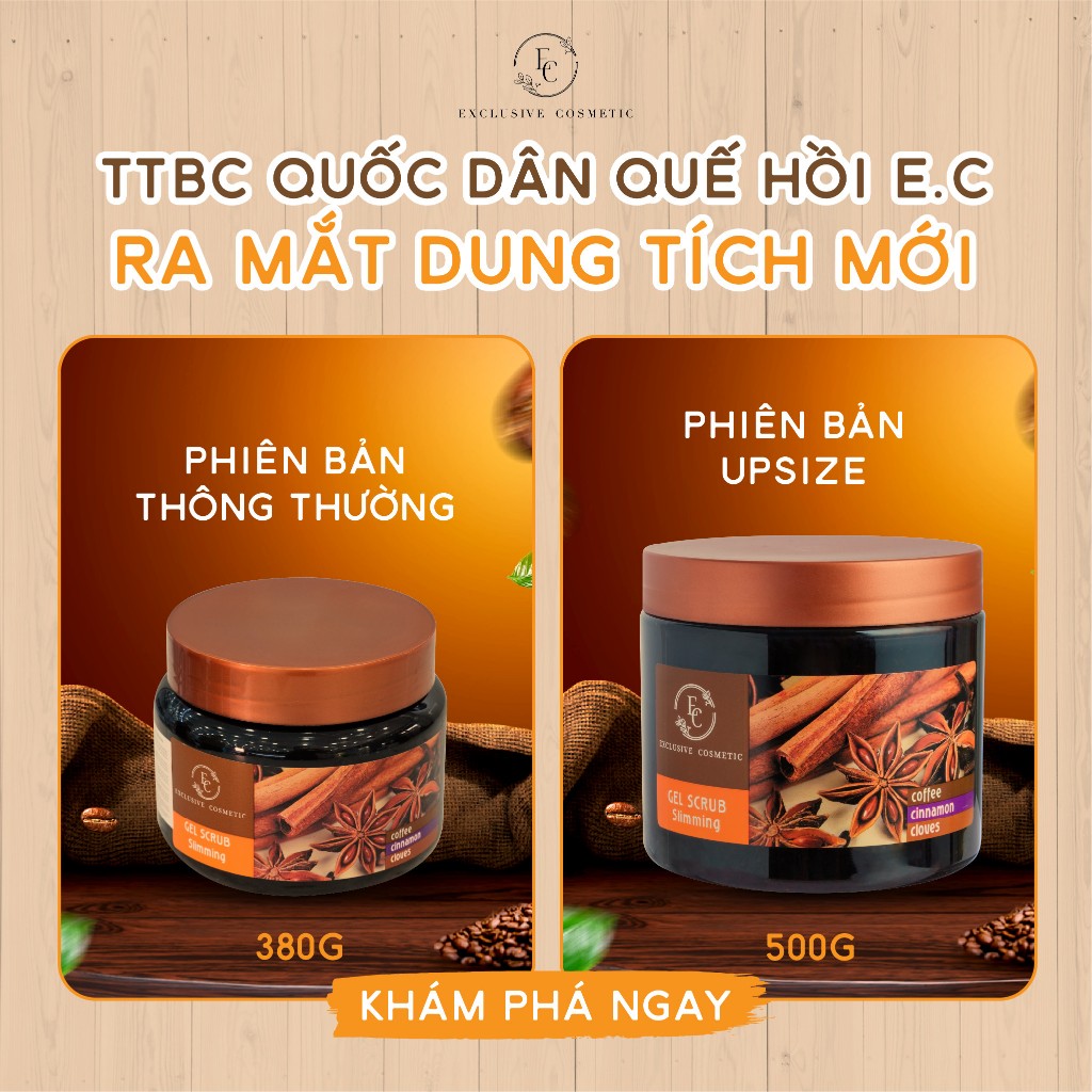 Tẩy Tế Bào Chết Cải Thiện Sắc Tố Da, Giúp Da Mịn Exclusive Cosmetics Chiết Xuất Quế Hồi & Cafe 380g