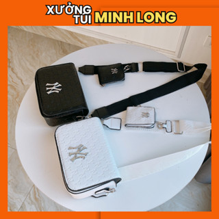  Túi đeo chéo mlb ny nam nữ logo bạc đẹp họa tiết vân chữ thời trang thể thao hàn quốc DC0263 
