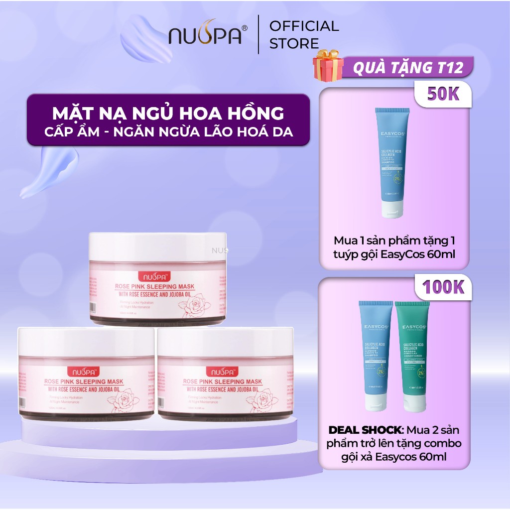 Mặt nạ ngủ hoa hồng cấp ẩm chuyên sâu, ngăn ngừa lão hóa da NUSPA Rose Pink Sleeping Mask 120ml