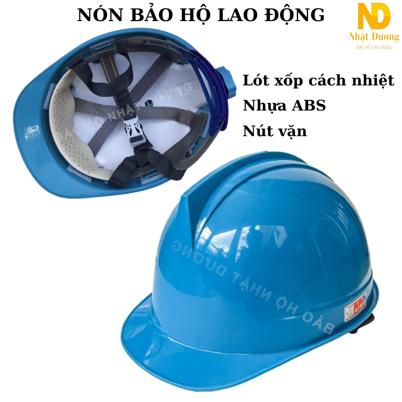 Mũ bảo hộ lao động khóa vặn HPS1 màu xanh biển, Nón bảo hộ lao động công trình có lót xốp cách nhiệt kiểu Sseda Hàn Quốc
