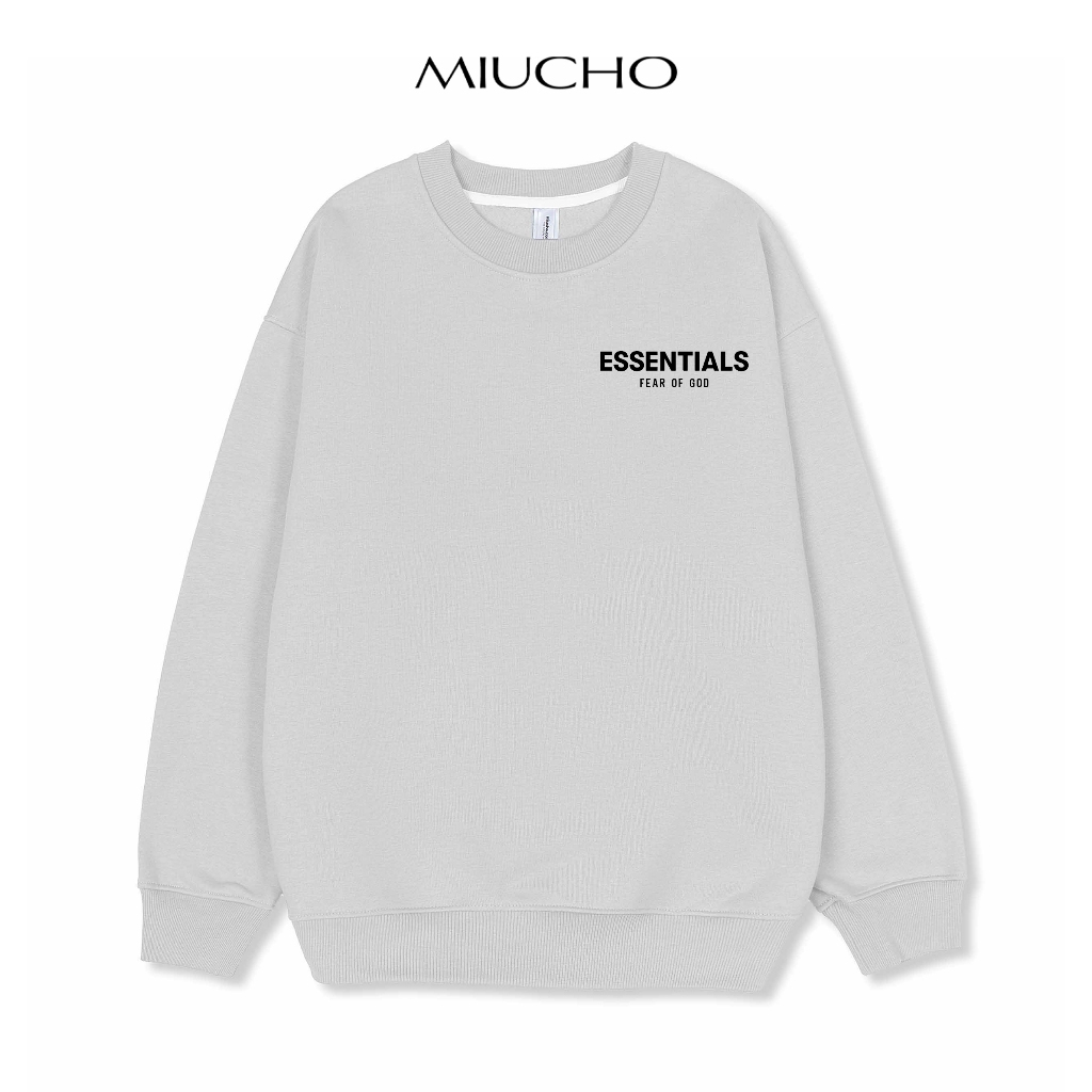 Áo sweater unisex form rộng basic họa tiết in chữ ESSTENTIALS nam nữ mặc đều đẹp