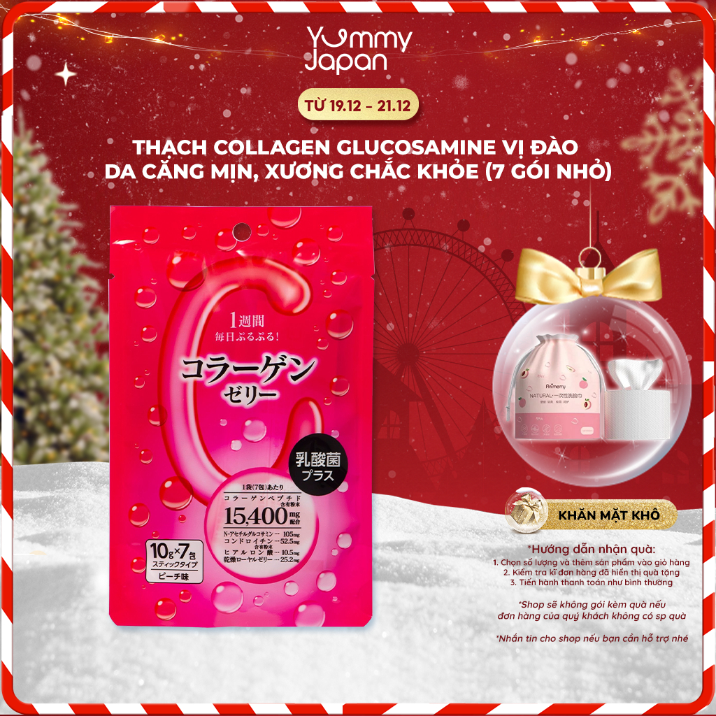 Thạch Collagen Glucosamine SHINNIPPAI Vị Đào Hỗ Trợ Xương Khớp Đẹp Da Túi 7 Gói 10g