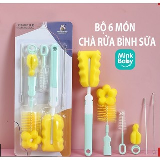 Bộ 6 món dụng cụ vệ sinh bình sữa minkbaby cao cấp