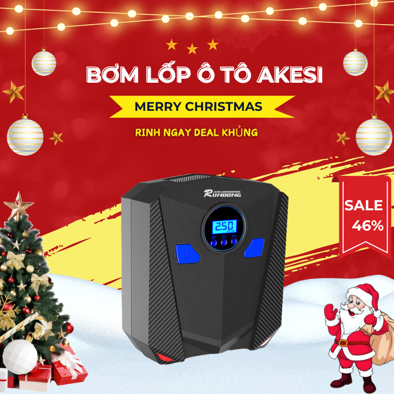 Bơm lốp ô tô , xe hơi điện tử tự động ngắt chình hãng AKESI cao cấp - Bảo hành 12 tháng