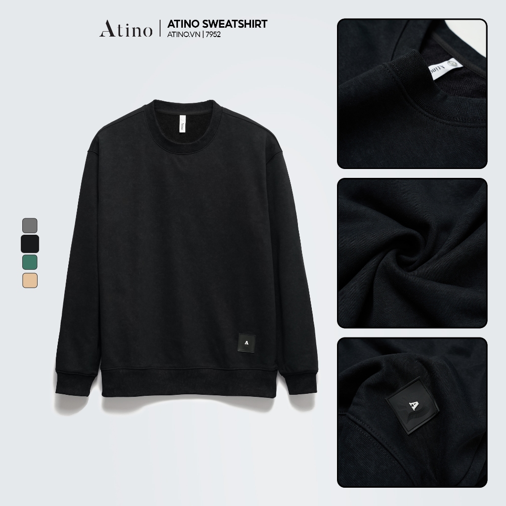 Áo Nỉ Thun Dài Tay Nam ATINO Chất Liệu Cotton Ấm Áp Thấm Hút Tốt Và Có Độ Bền Cao Form Fitted AN4.7952