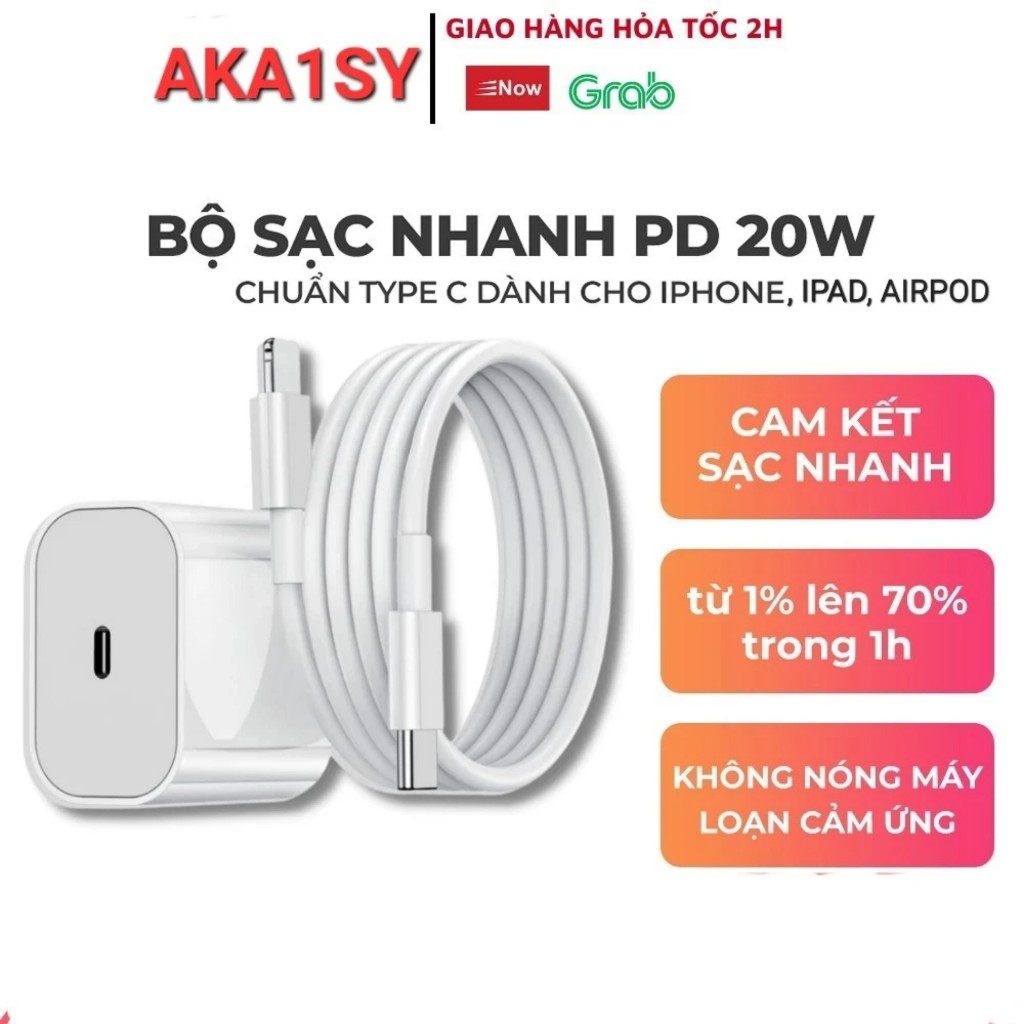 Sạc nhanh pd 20w,củ Sạc nhanh,dây sạc nhanh cho điện thoại,an toàn chống cháy nổ,bảo hành 12 tháng AKA1SY