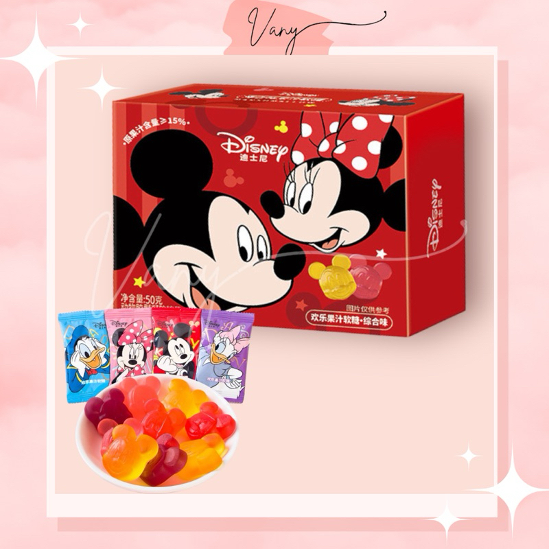 Kẹo Dẻo Disney Chuột Mickey Minnie Mouse Vịt Donald Daisy Duck Trái Cây Hộp 50gr
