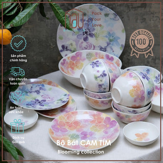 Bộ bát đĩa gốm sứ họa tiết Hoa xinh xắn làm quà sinh nhật tân gia quà cưới tại Nhà của Nâu