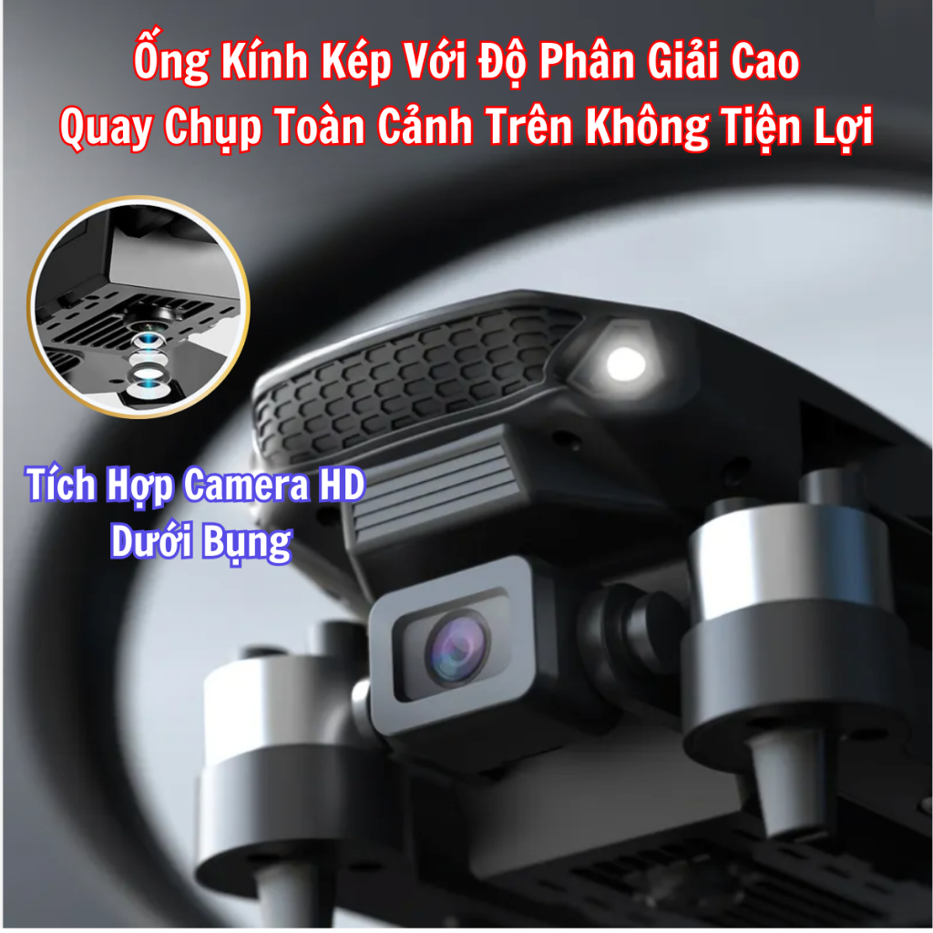 Drone mini - Flycam giá rẻ tập bay, động cơ không chổi than siêu bền, 2 camera 4k có cảm biến bụng giữ thăng bằng | BigBuy360 - bigbuy360.vn