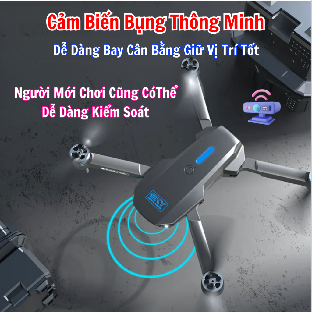 Drone mini - Flycam giá rẻ tập bay, động cơ không chổi than siêu bền, 2 camera 4k có cảm biến bụng giữ thăng bằng | BigBuy360 - bigbuy360.vn