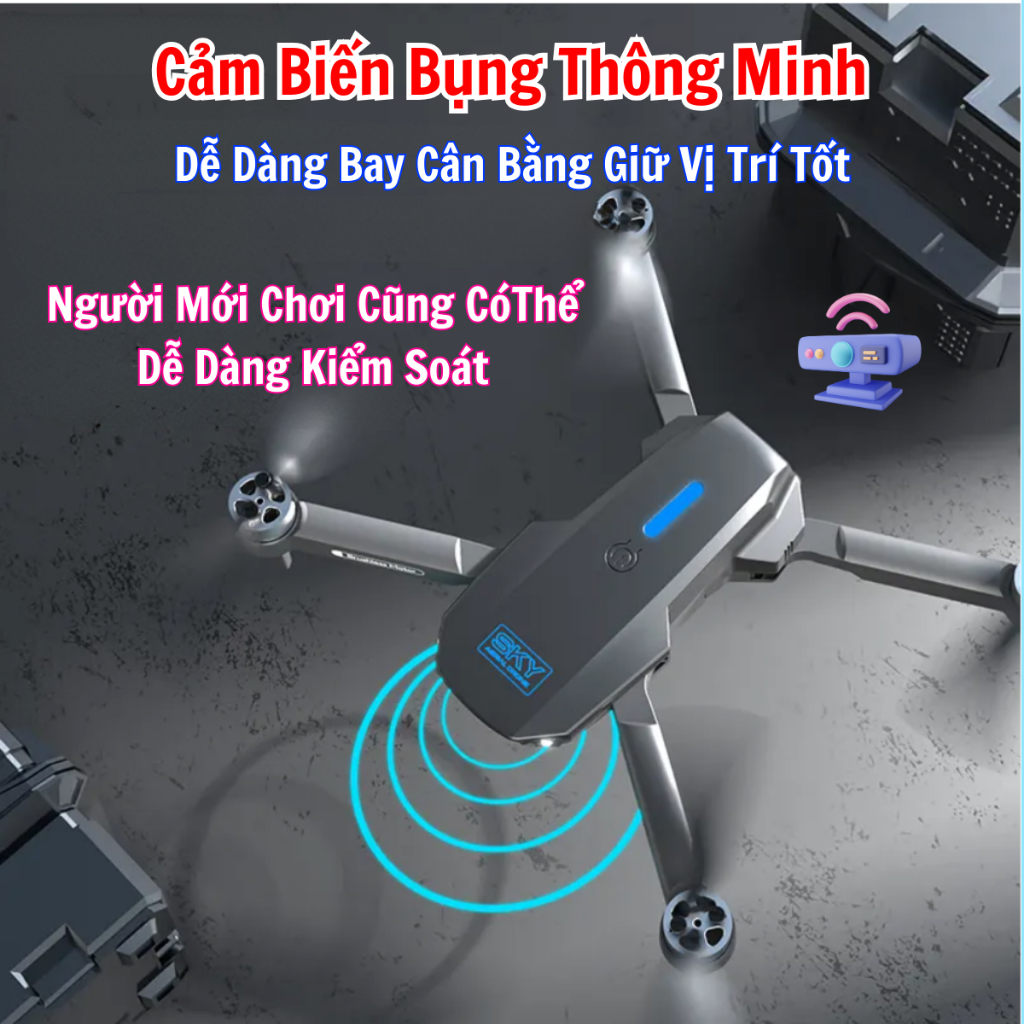 Máy Bay Flycam Camera 4K Động Cơ Không Chổi Than Siêu Bền Tránh Va đập, 2 Camera có cảm biến bụng giữ thăng bằng khi bay | BigBuy360 - bigbuy360.vn