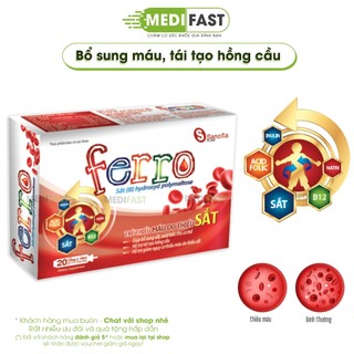 Siro sắt dạng ống Ferro Sanofia France Hộp 20 ống- Giúp bổ sung sắt, Vitamin, tái tạo hồng cầu, giảm thiếu máu