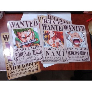 poster wanted one piece ép plastic khổ A5