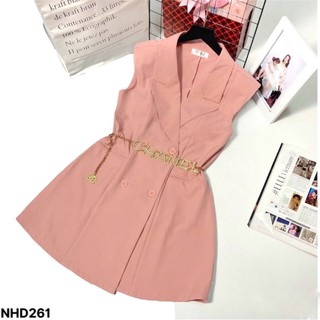 Đầm Suông Cổ Vest NHISTORE Vải Cotton Lạnh  Sang Chảnh Freesize Dưới 57kg