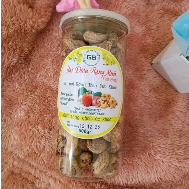 Hạt Điều Rang Muối Bình Phước hộp 500g loại A cồ hạt chắc đẹp