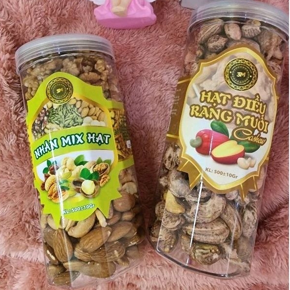 Hạt Điều Rang Muối Bình Phước hộp 500g loại A cồ hạt chắc đẹp